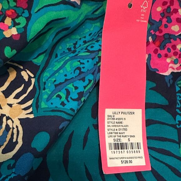 Lilly Pulitzer NWT BAL HARBOUR PALAZZO,  LOW TIDE NAVY LIFE OF THE PARTY PANT S - Picture 7 of 10
